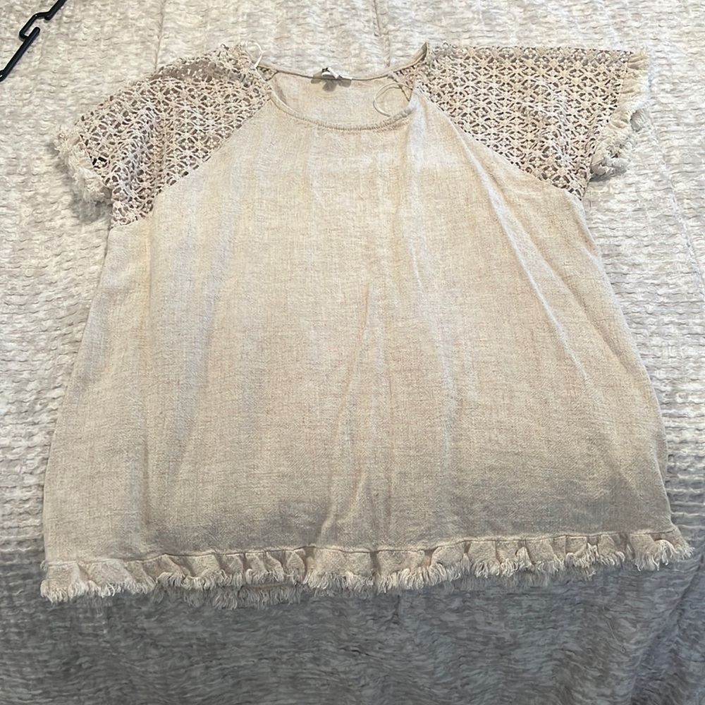 Cream fringe Top